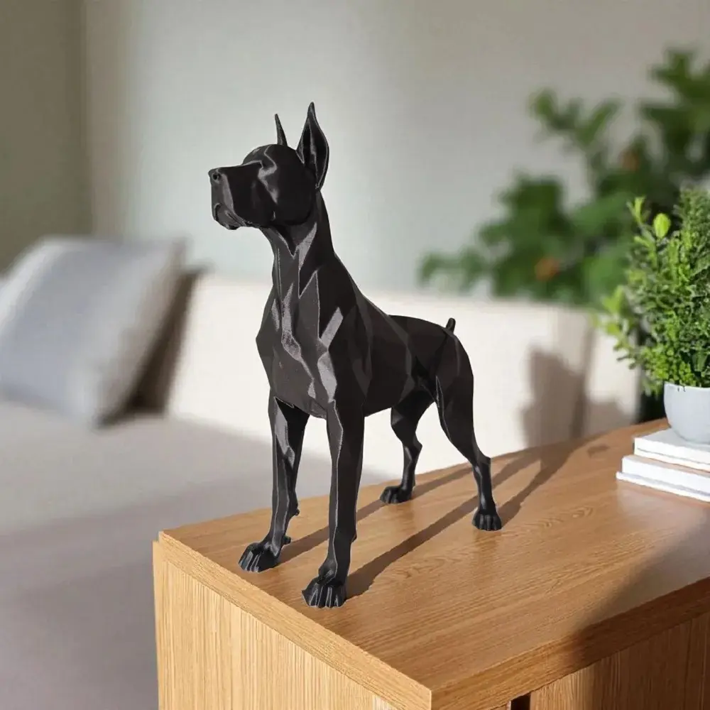 Guarding Low Poly Great Dane Sculpture  (Black)